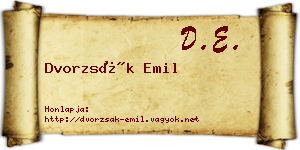 Dvorzsák Emil névjegykártya